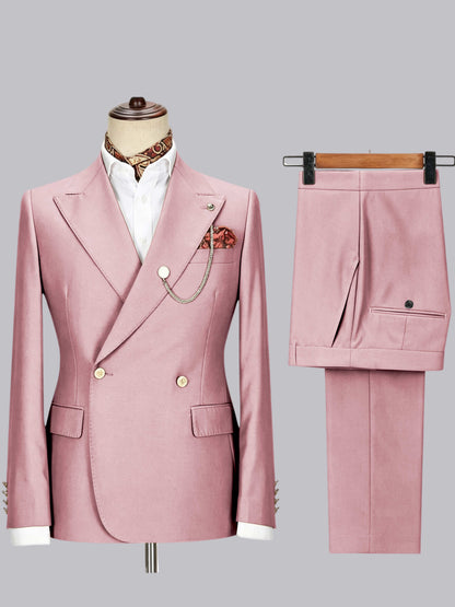 Men's Double-Breasted Peak Lapel 2-Piece Suit for Wedding & Prom