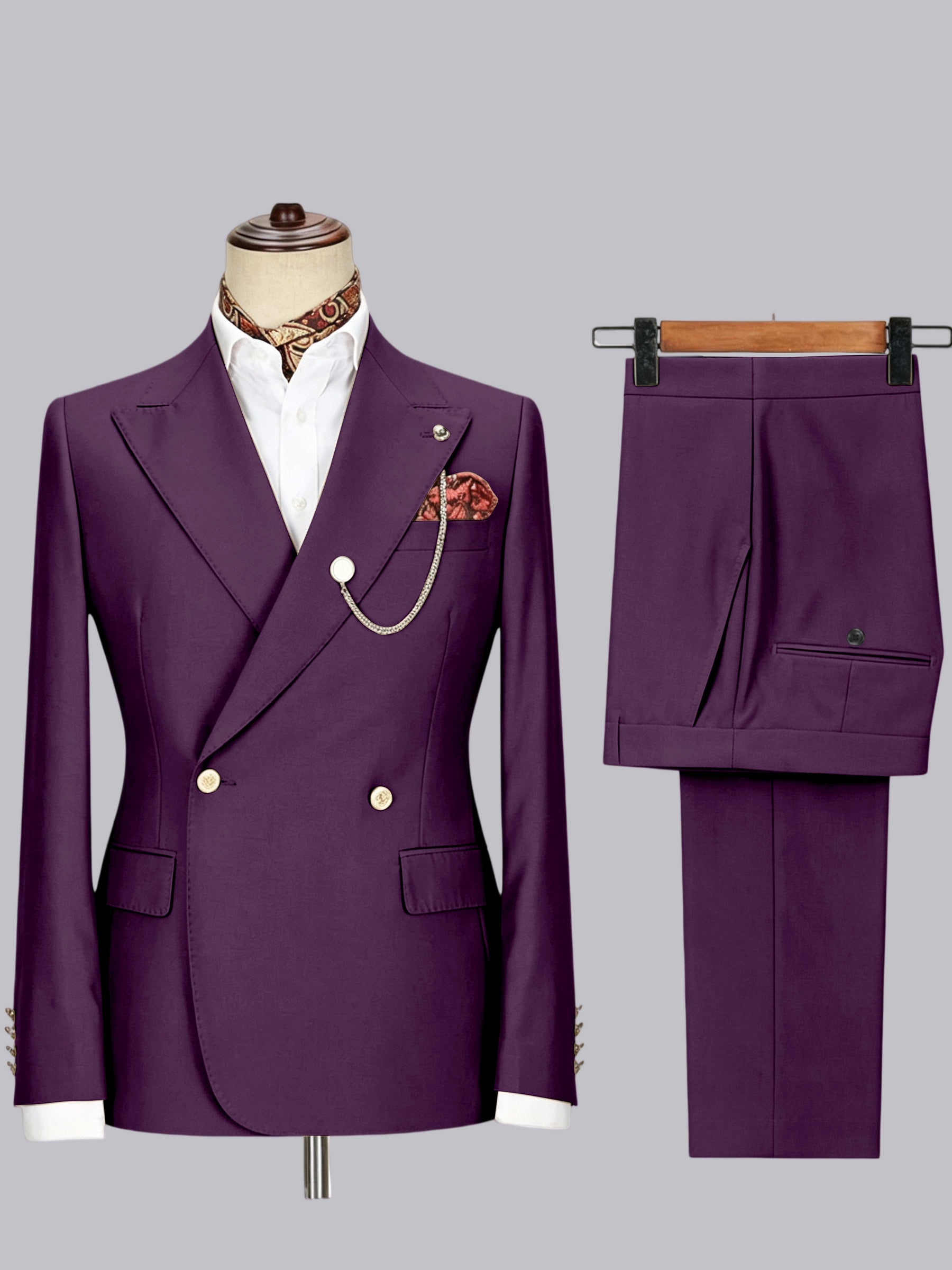 Men's Double-Breasted Peak Lapel 2-Piece Suit for Wedding & Prom