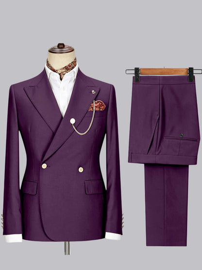 Men's Double-Breasted Peak Lapel 2-Piece Suit for Wedding & Prom