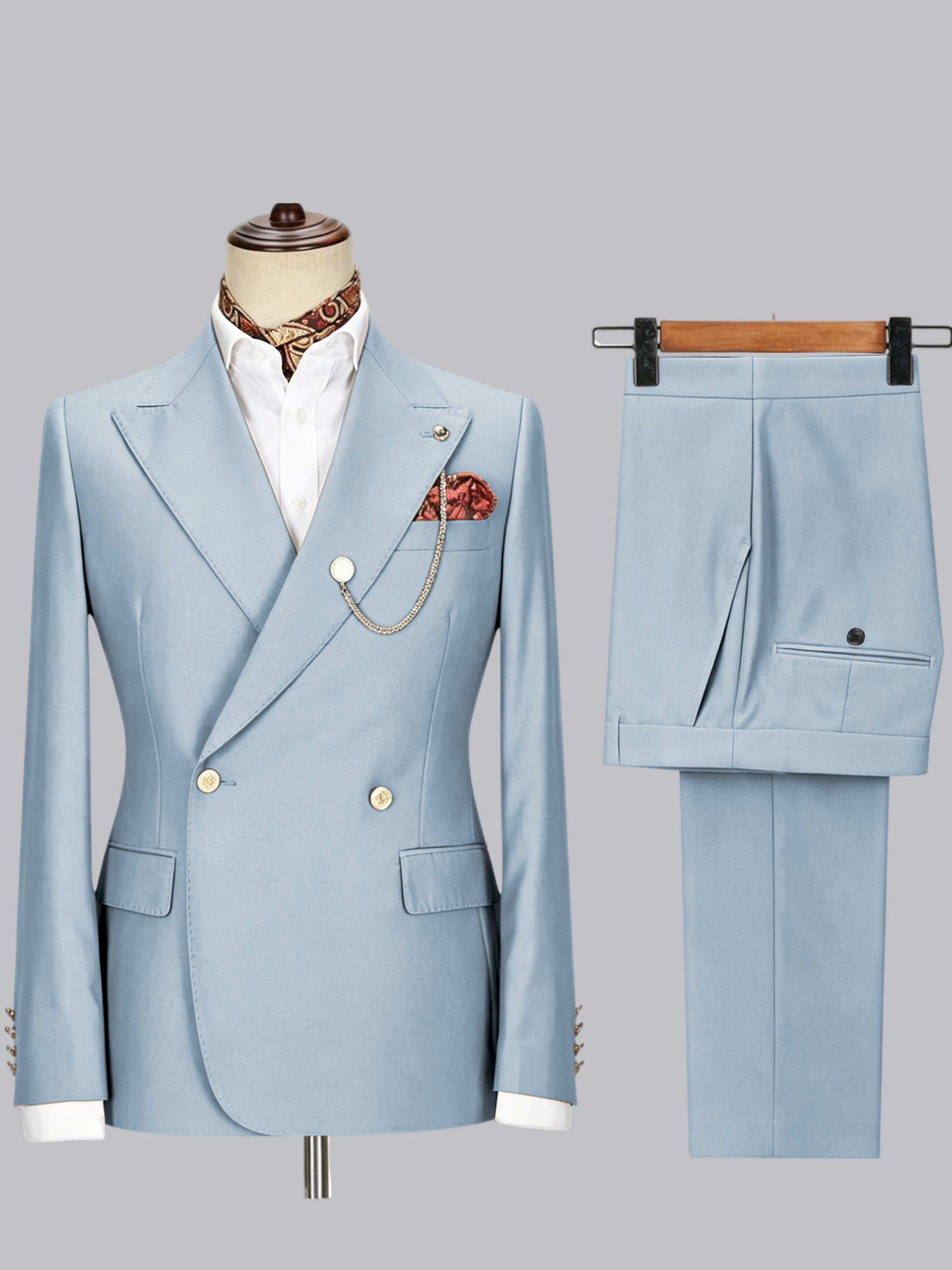 Men's Double-Breasted Peak Lapel 2-Piece Suit for Wedding & Prom