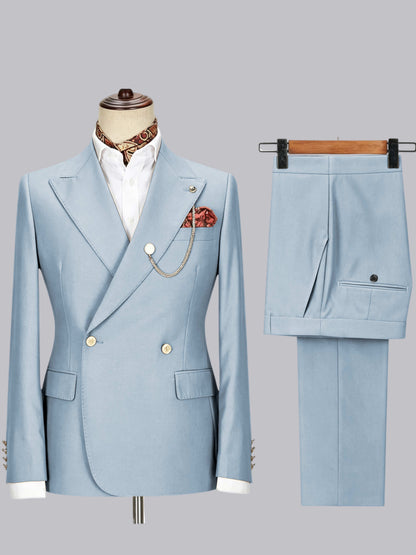 Men's Double-Breasted Peak Lapel 2-Piece Suit for Wedding & Prom