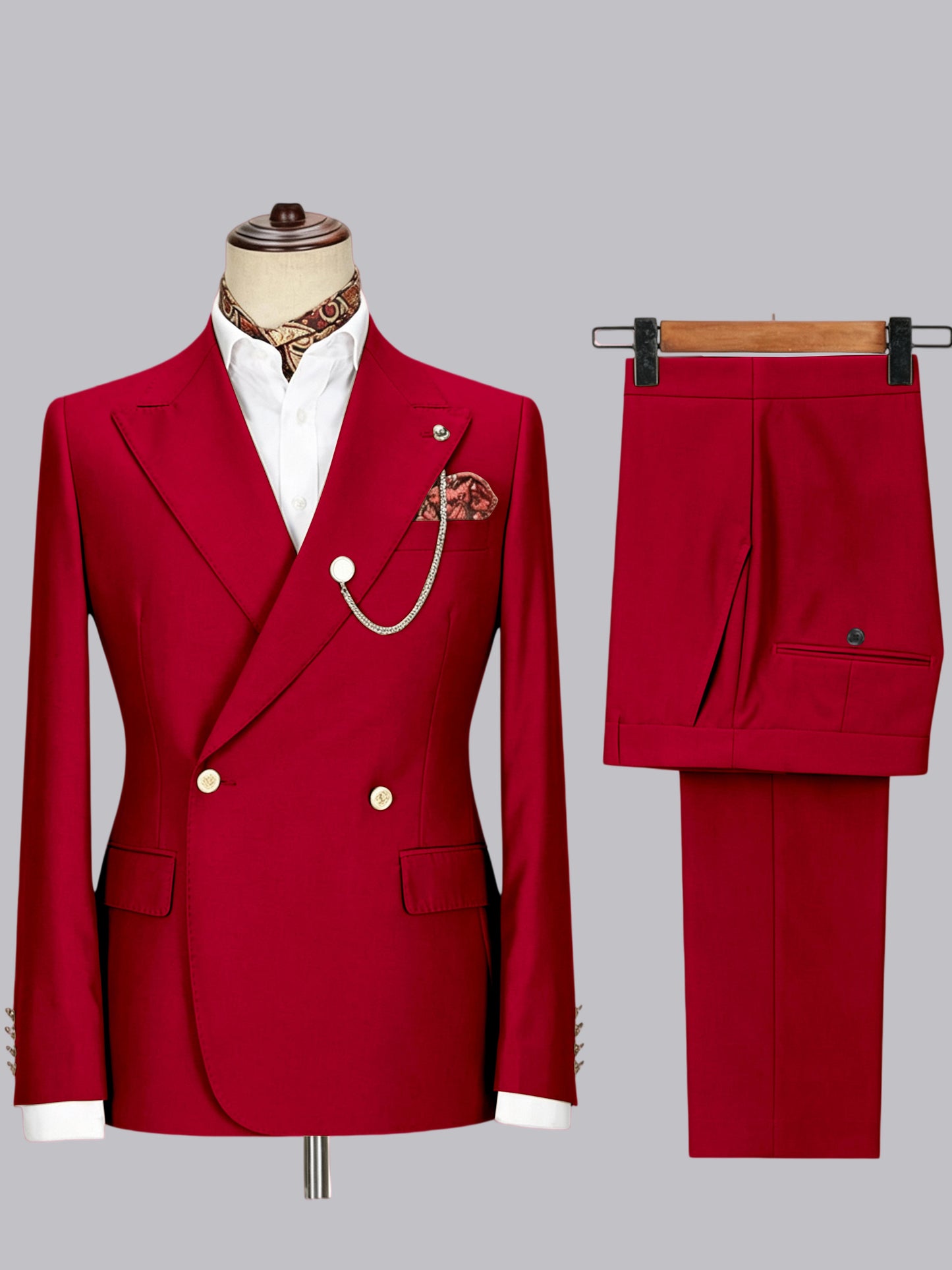 Men's Double-Breasted Peak Lapel 2-Piece Suit for Wedding & Prom