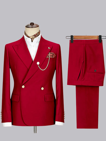 Men's Double-Breasted Peak Lapel 2-Piece Suit for Wedding & Prom
