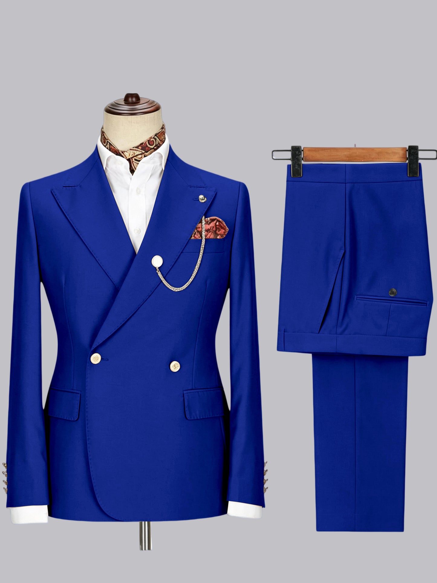 Men's Double-Breasted Peak Lapel 2-Piece Suit for Wedding & Prom