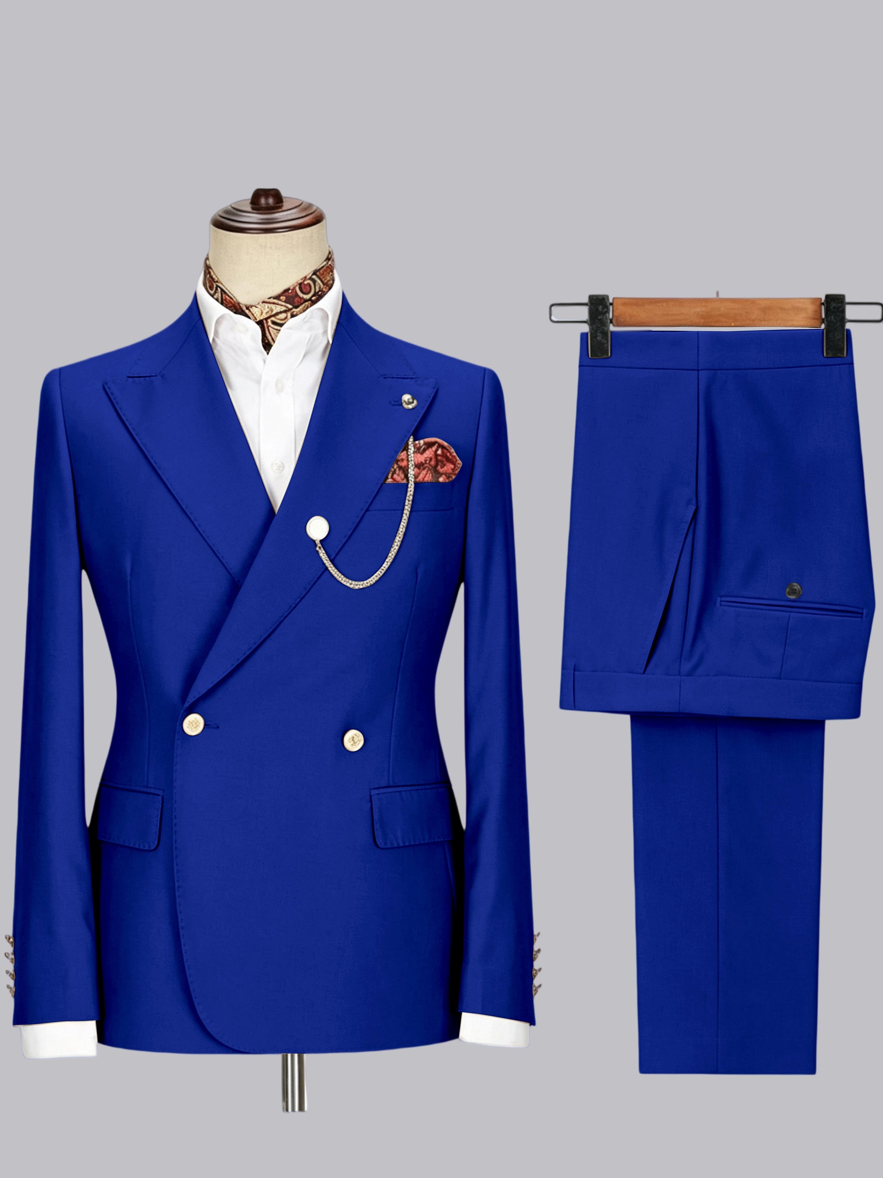 Men's Double-Breasted Peak Lapel 2-Piece Suit for Wedding & Prom