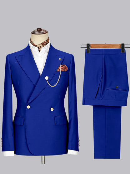 Men's Double-Breasted Peak Lapel 2-Piece Suit for Wedding & Prom