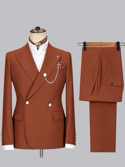 Men's Double-Breasted Peak Lapel 2-Piece Suit for Wedding & Prom