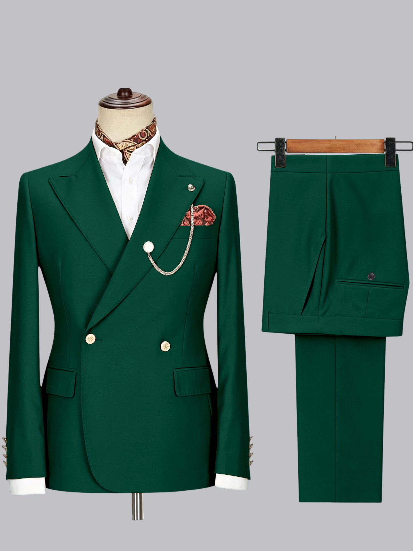 Men's Double-Breasted Peak Lapel 2-Piece Suit for Wedding & Prom