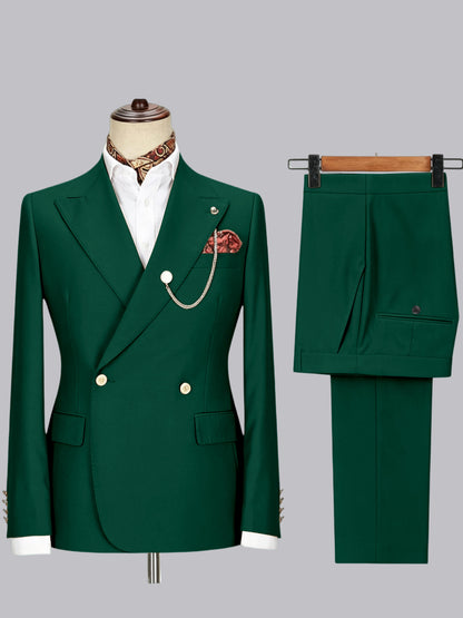 Men's Double-Breasted Peak Lapel 2-Piece Suit for Wedding & Prom