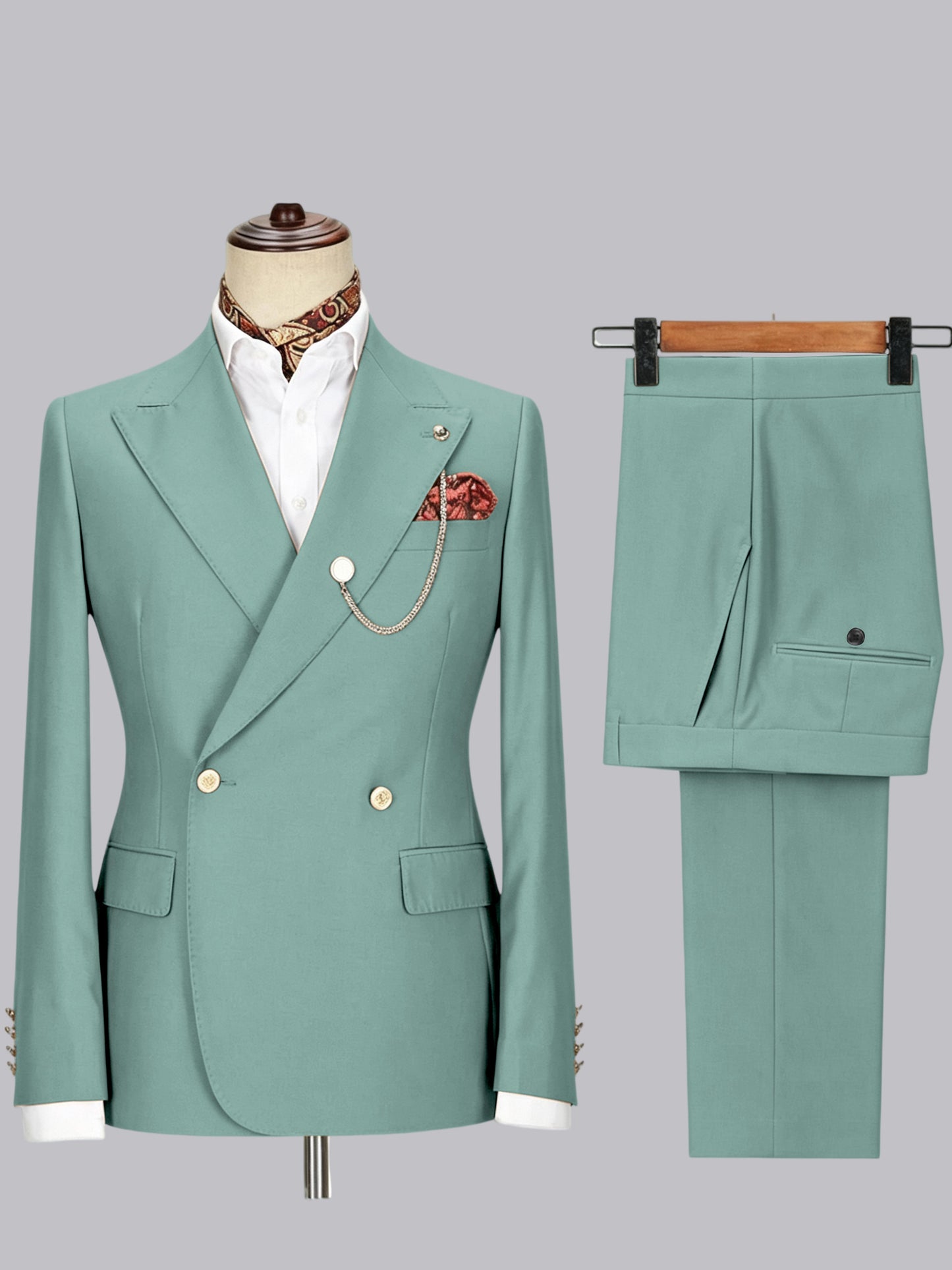 Men's Double-Breasted Peak Lapel 2-Piece Suit for Wedding & Prom