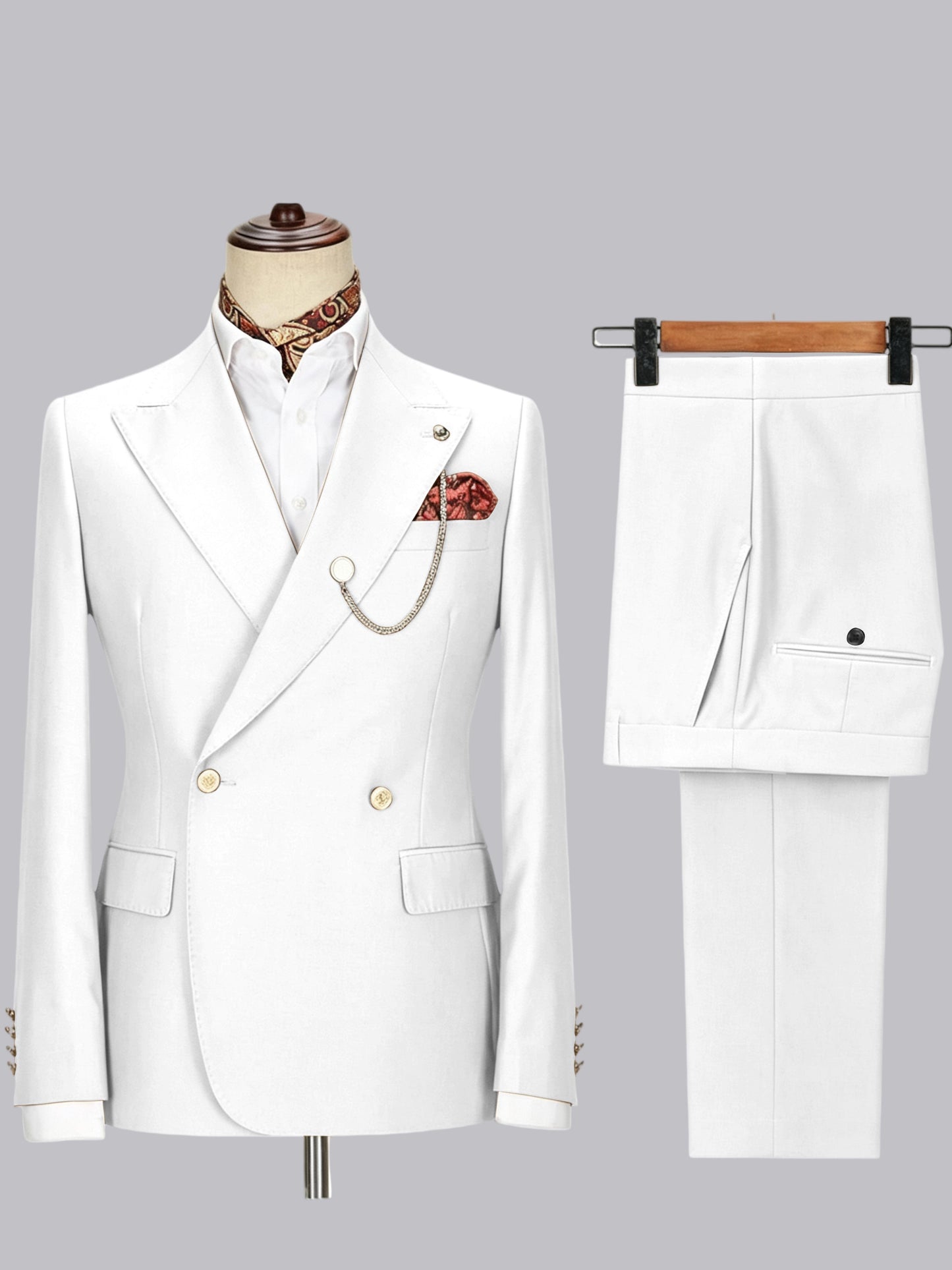 Men's Double-Breasted Peak Lapel 2-Piece Suit for Wedding & Prom