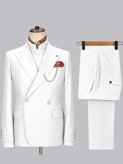 Men's Double-Breasted Peak Lapel 2-Piece Suit for Wedding & Prom