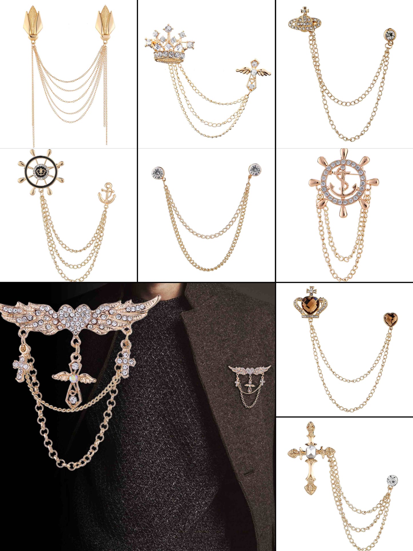 Modern Gold Men's Brooches & Lapel Pins