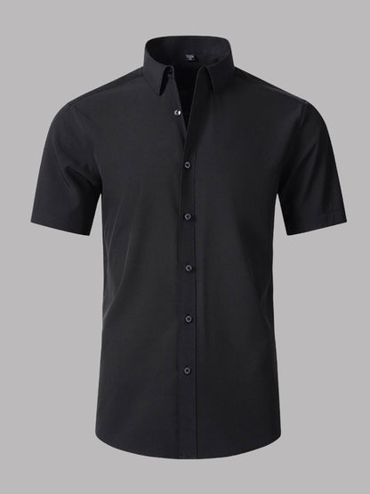 Men's Stretch Non-Iron Short Sleeves Dress Shirt for Wedding & Prom