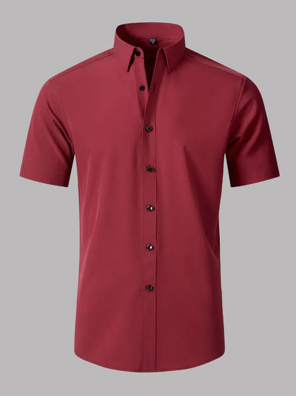 Men's Stretch Non-Iron Short Sleeves Dress Shirt for Wedding & Prom