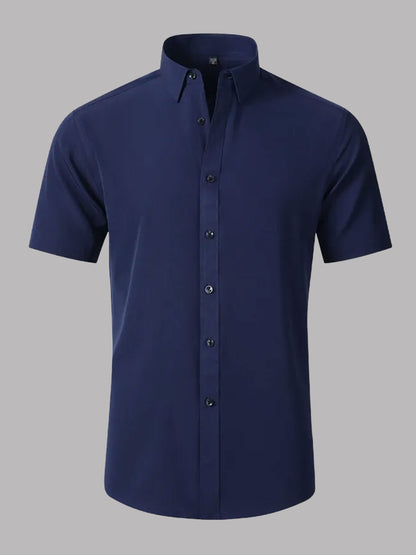 Men's Stretch Non-Iron Short Sleeves Dress Shirt for Wedding & Prom