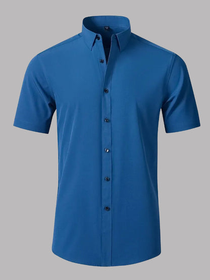 Men's Stretch Non-Iron Short Sleeves Dress Shirt for Wedding & Prom