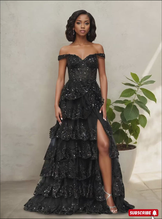 Lorena Modern Off The Shoulder Sleeveless Layered Prom Dresses