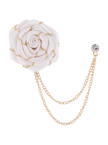 Trendy Rose Flower Lapel Pins for Men's Suit