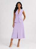 Women's Notched Lapel Vest and Skirt 2 Pieces Set for Work