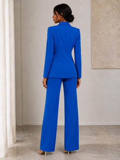 Women's 2 Piece Business Suit Notch Lapel Blazer with Pants
