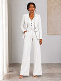 Women's 3-Piece Pinstripe Blazer Vest & Pantsuit for Business & Formal Events
