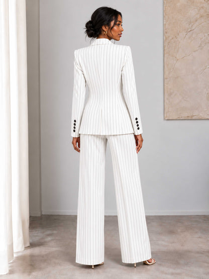 Women's 3-Piece Pinstripe Blazer Vest & Pantsuit for Business & Formal Events