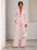 Women's Tailored 2 Piece Blazer & Wide Leg Pants Suit